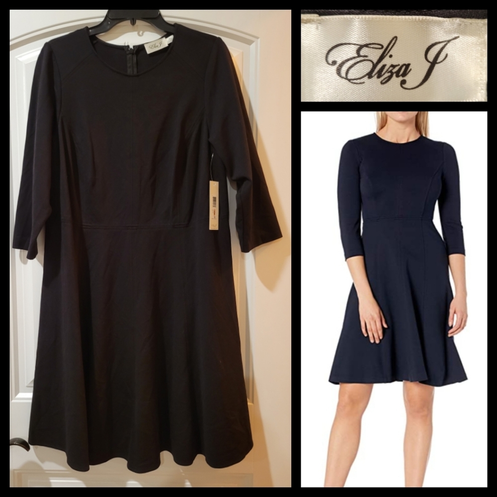 🆕️Eliza J fit & flare black midi dress 14W